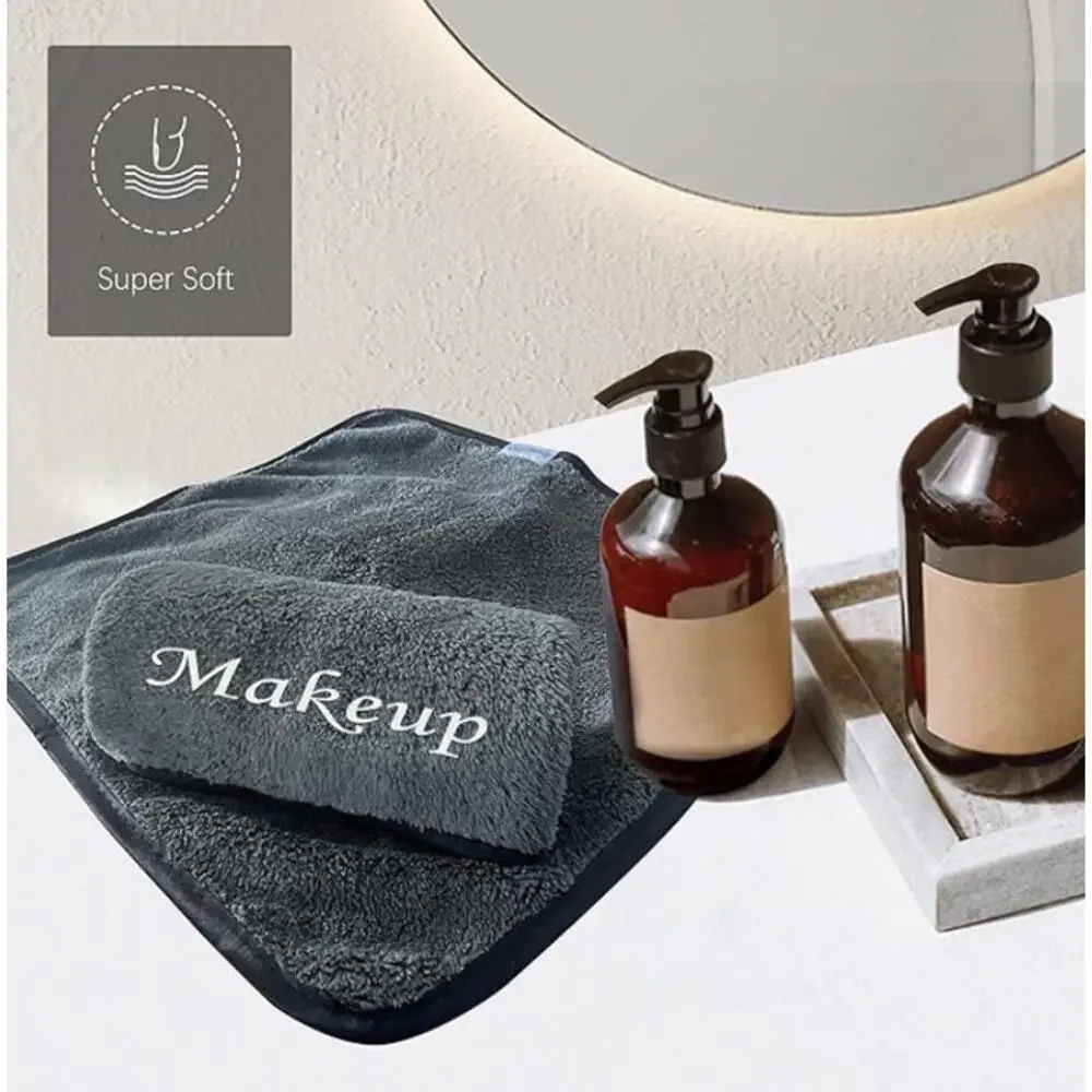 10 Pack Makeup Remover Wash Cloths, Soft Microfiber Facial Cloths- Black Gray